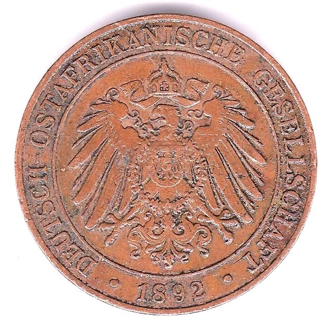 German East Africa 1892 1 Pesa, GVF - Image 2 of 3