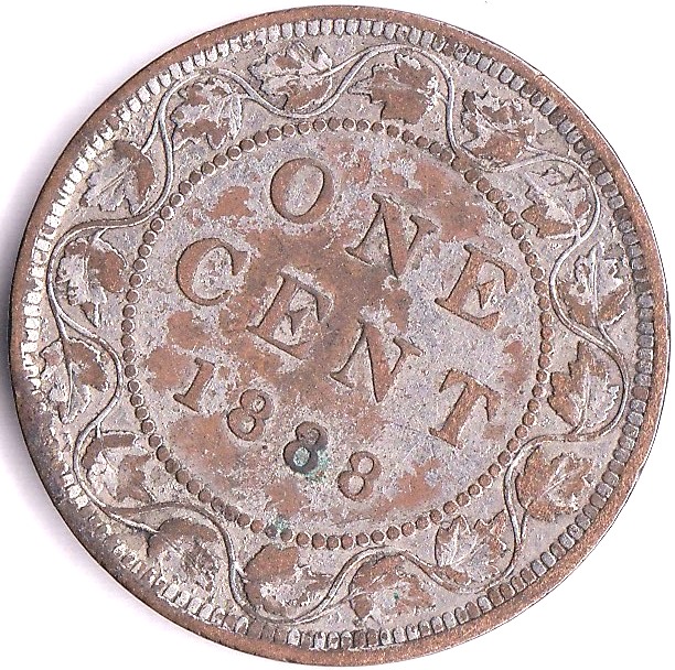 Canada 1888 Cent VF, historically silvered, KM1, low mintage - Image 3 of 3