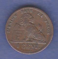 Belgium 1862 Centime KM1.2 GVF