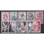 France 1953 Literary figures and National Industries l/m/mint set. Cat £58