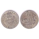 Austria 1849A 6 Kreuzer, KM2200, EF/AUNC