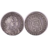 Great Britain 1689 William and Mary Halfcrown, 2nd L/M in GVLIELMVS, S3434, NVF