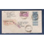 French Colonies 1934 env registered N'Gaoundere to USA a fine attractive cover.