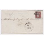 Suffolk 1841 Cover-for postage within Bungay with (SG 7) penny red (3 margined)printed from plate (
