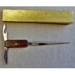 letter Knife Opener- with (2) pen knives either side of the handle Pattern No.317133 in box -