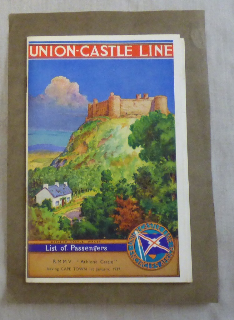 Union Castle Line - 1937 R.M.M.V. "Athlone Castle" Passenger list plus brochure 'leaving' Care
