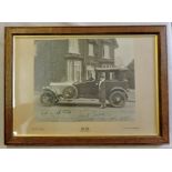 Framed Photo-of Violet Farrell-known to Sir Winston Churchill, 'Violet and her driver' signed 1921-