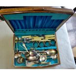 Delightful Wooden Box - with cutlery mixed lot, box in very good condition