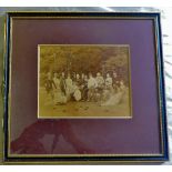 Framed photo-of a bowling match from the 1800's, beautifully framed, pleasant photo of the time,
