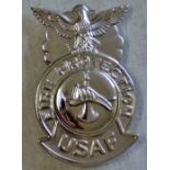 American USAF Fire Protection Service Helmet Badge (White-metal)