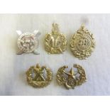 Scottish Cap badge Collection (5) Including: Lowland Guards (52nd Lowland Volunteers), Argyll and
