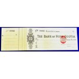 1912 Kingston Jamaica Cheque on The Bank of Nova Scotia, One Penny Duty, Mint with counter foil. (