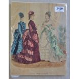 Latest Paris Fashions, a mid 19th century print of the fashion of the time. Signed H. Leger