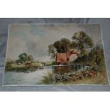 lbert Harselgrane (1857-1939)-'Old Mill on the Ouse', water colour on board 21.1/2" x 15.1/4" a fine