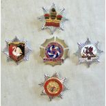Fire Service Cap Badges (5) including: Royal Berkshire, Isle of Man, Shropshire, Isle of Wight and