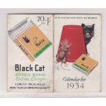 Carreras 1934 Black Cat Calendar, VG. Scarce 1/1.