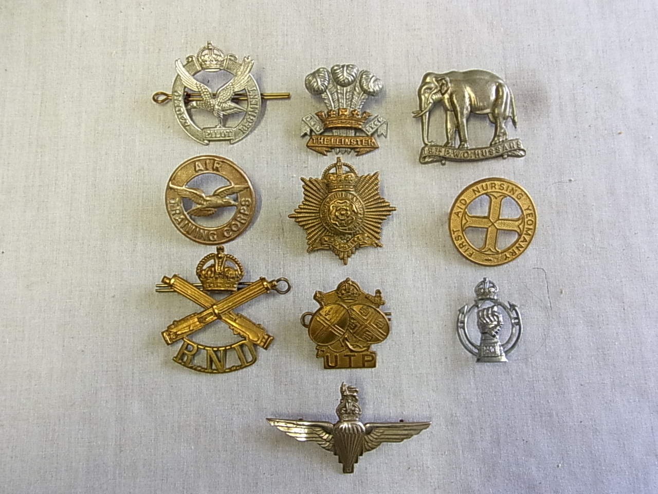 British Cap Badge Collection (10) including: The Glider Pilot Regiment, Air Training Corps,