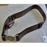 Victorian Officers Belt, brown belt with white metal buckle in excellent condition,