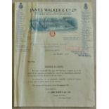 Surrey Woking James Walker engraved letterhead 1936 correspondence about increase in prices 1937