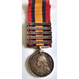Queens South Africa Medal with five Clasps including: Cap Colony, Orange Free State, Transvaal,