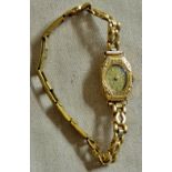 Ladies 14ct Gold Cocktail watch, gold plated strap needs a clean