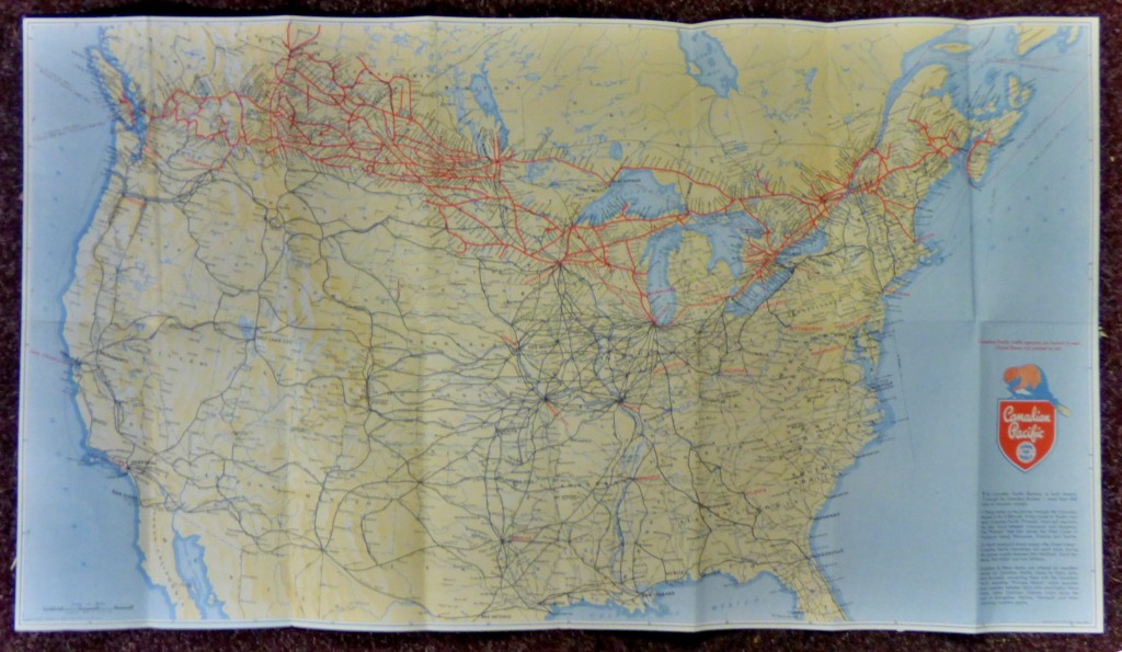 Canadian Pacific Map Railway lines in Canada checked for CCp lines nov 1947 - Image 4 of 4