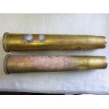 British WWII 40mm Shell casings, 1943 and 45 dates with excellent stampings on the bottom and