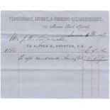 Ipswich Suffolk 1866 engraved letterhead Alfred J Shorten Veterinary, Livery, Shoeing