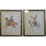 Framed Pictures (2) soldiers in uniform, including Hussar's and Cavalry, signed W.Hill,Fine Prints