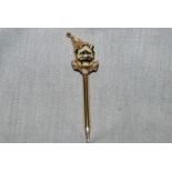 Propelling Pencil -4" yellow metal with a clown/skull top-unusual