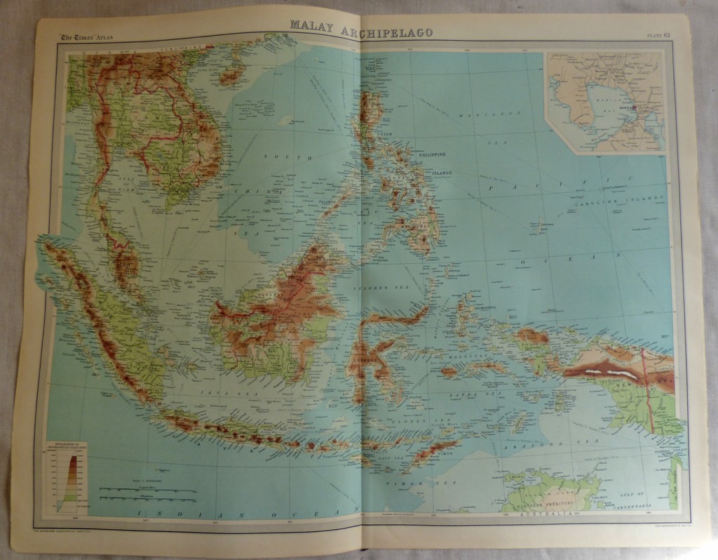 Malay Archipelago Plate 61 The Times Survey Atlas of the World prepared by Edinburgh Geographical