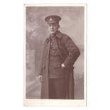 Royal Artillery Regiment WWI Soldier in greatcoat, fine RP Photo C. Irelands, Manchester