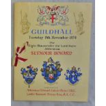 London - Lord Mayor's Banquet Guildhall 9th November 1954 - Lord Mayor Seymour Howard Menu and