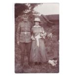 Royal West Kent Regiment WWI L/Cpl and newly weds RP, Photo Hammond, Wiltam Essex. Dated June 22nd