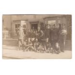 Cambridgeshire Regiment WWI RP - Group having a beer outside an inn. Good image