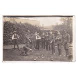 Middlesex Regiment WWI RP Card, Soldiers playing Bowls with the locals, one corner crease.