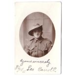 Australian Commonwealth Forces WWI RP, Portrait of a soldier signed Les Carroll 9/11/16