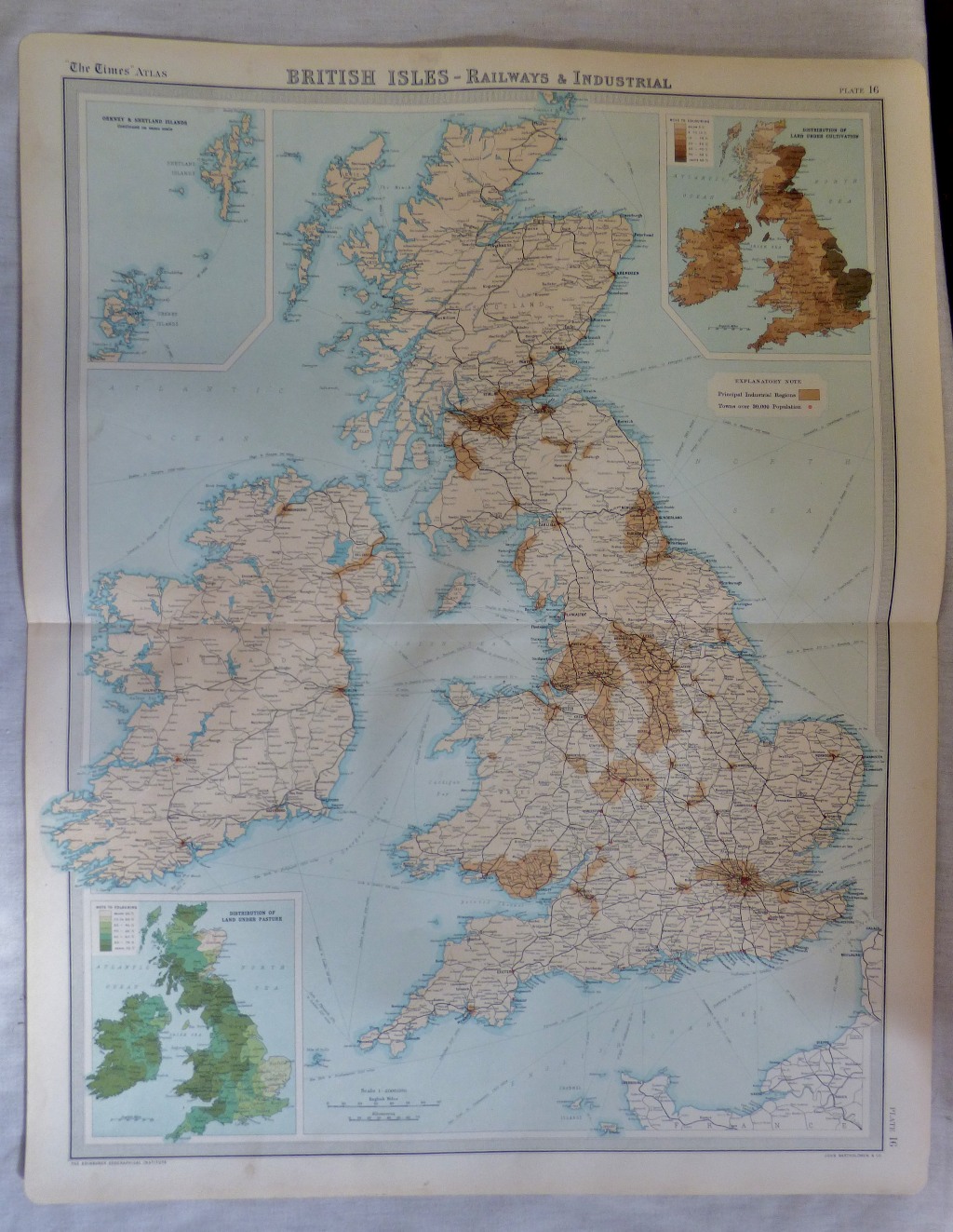 British Isles Railways and Industries Plate 16 The Times Survey Atlas of the World prepared by