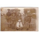 Army Service Corps WWI RP of small group including an MP and a Cook - at Camp used Diss to Kings