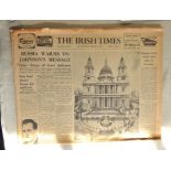 The Irish Times - Monday Feb 1965' Headline Sir Winston Churchill's Funeral