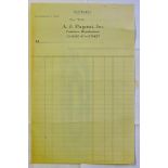 New York USA A. J. Pagani Inc engraved heading Blank Statement Form
