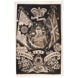 Lancashire Fusiliers WWI RP Regimental postcard with Soldier photo at centre between the Reg