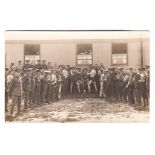 The Queens Regiment WWI Barracks Boxing Match - Superb RP card, many troop attending