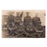 Royal Berkshire Regiment WWI fine RP card, section of eight at camp.