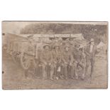 Army Service Corps WWI work group RP, Wagons behind - a little grubby.