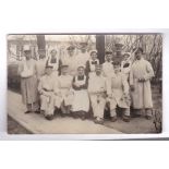 WWI German Hospital Group RP Postcard, Injured with Nurses and Doctors, used 1917 Gumbinnen. Fine