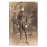 Devonshire Yeomanry WWI RP full length photo card with his riding crop.