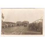 Bromley Road, Catford, SE Embarkation column Assembles WWII RP large row of military trucks