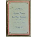 Eton Mission Committee - 1896 (10th July) Annual Dinner Menu, Willis Restaurant.