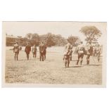 Bare Camp 1908 RP card - distinguished looking senior Officer with others - briefing at tent